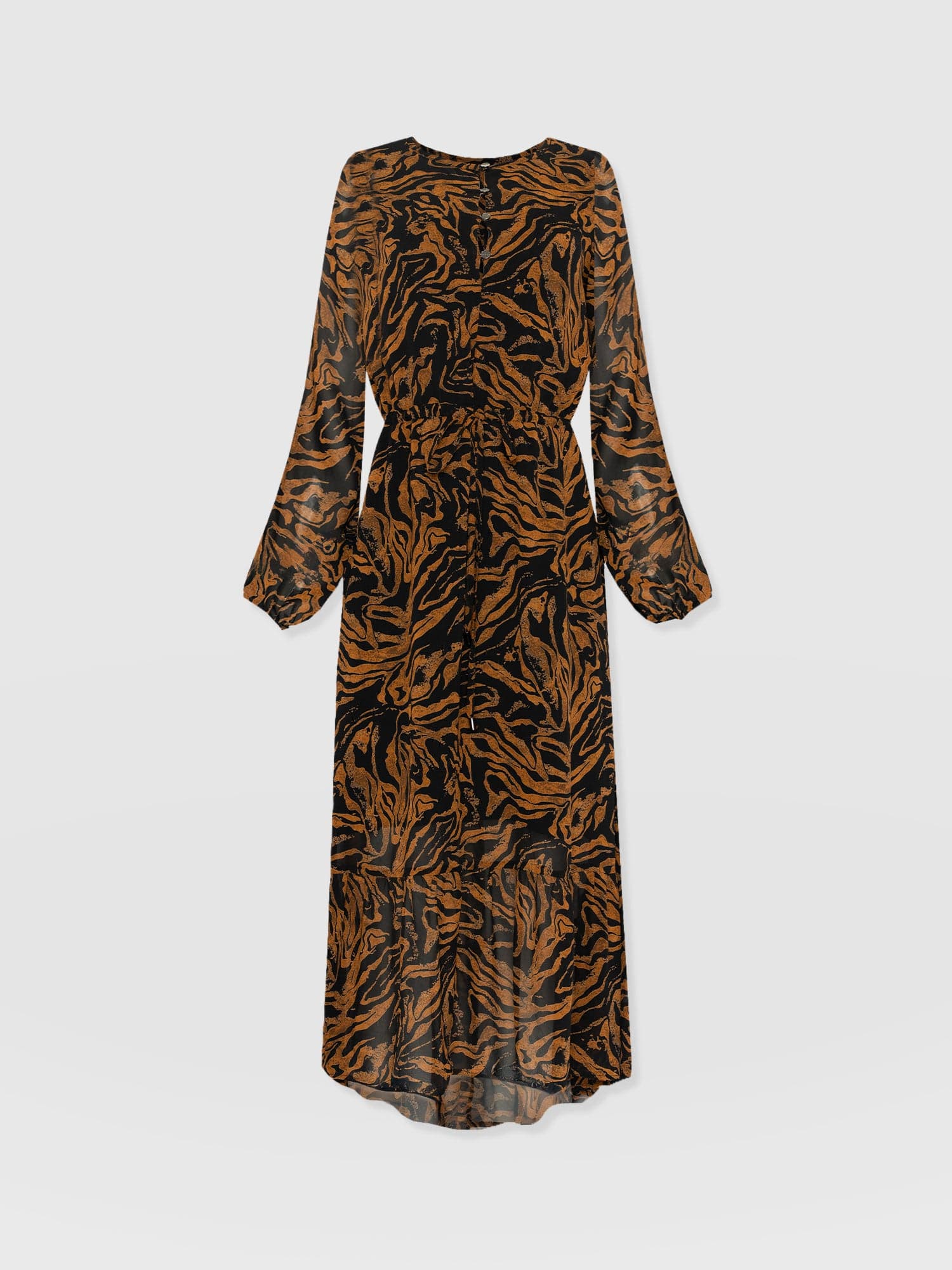 Evelyn High Low Dress - Brown Zebra